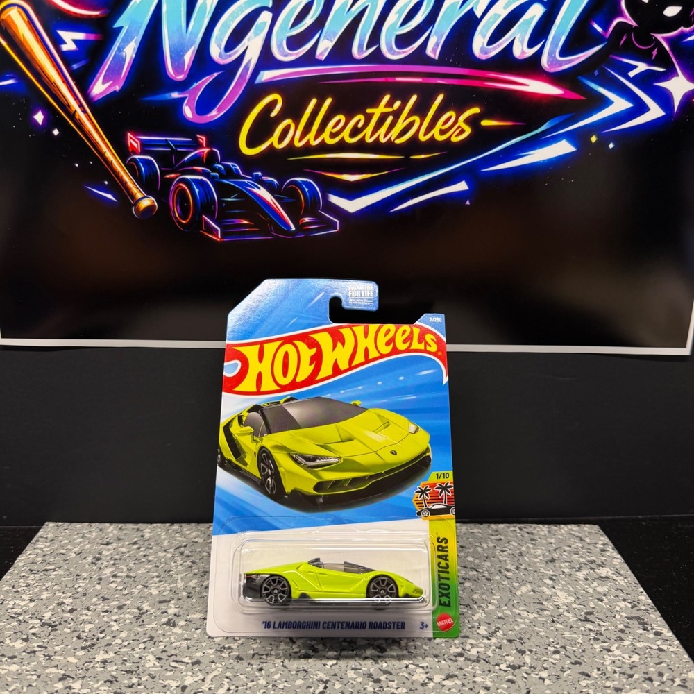 Hot Wheels 16 Lamborghini Centenario Roadster Lime Green HW Exoticars 1/10 2/250